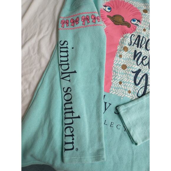 Simply Southern Sweater Womens Small Blue Knit Sarcastic Bird Long Sleeve Preppy - Picture 5 of 9
